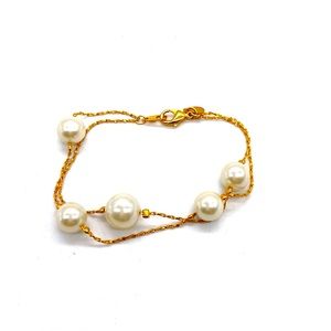 Premier Designs Faux Pearls on Gold Tone Chain Bracelet